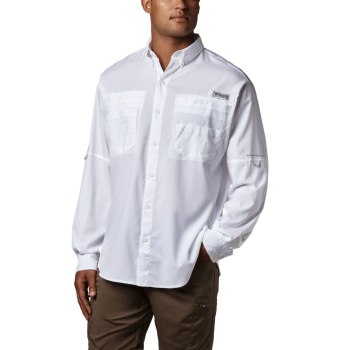 Columbia Overhemd Heren, PFG Tamiami II Long Sleeve Wit, 02SBNKOQG